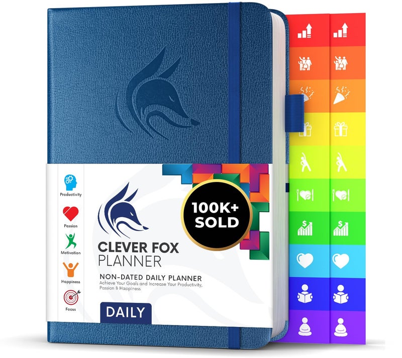 Clever Fox Daily Planner â€“ Undated Planning Notebook with Hourly Schedule & To-Do List â€“ Personal Day Task & Work Organizer, 6 Months (Mystic Blue) - Image 1